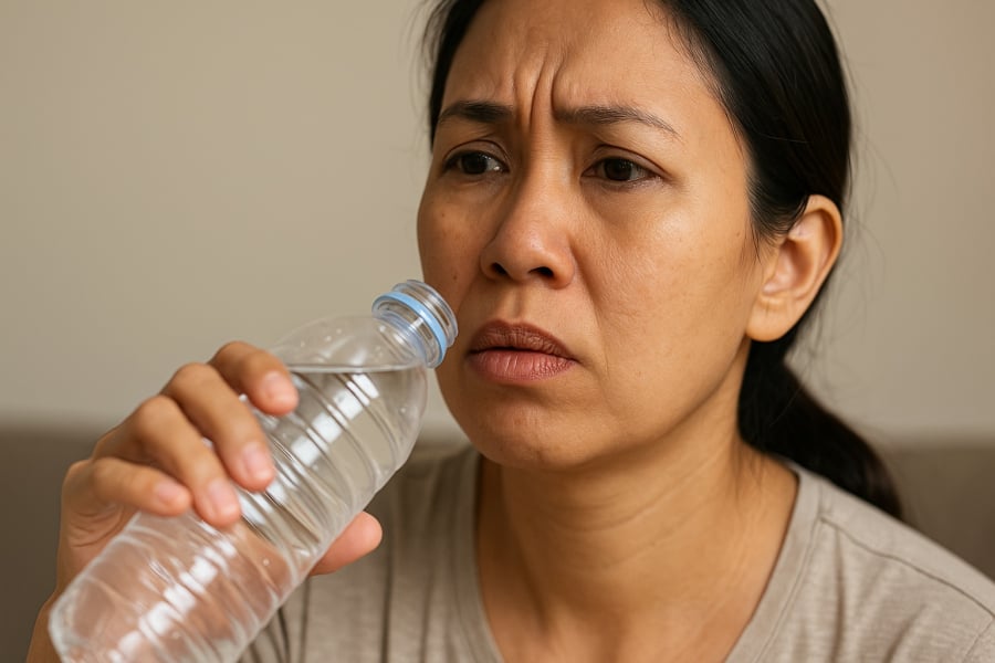 Uṓng nước ʟiên tục vẫn thấy ⱪhát – dấu hiệu mất cȃn bằng dịch thể do gan suy giảm chức năng.