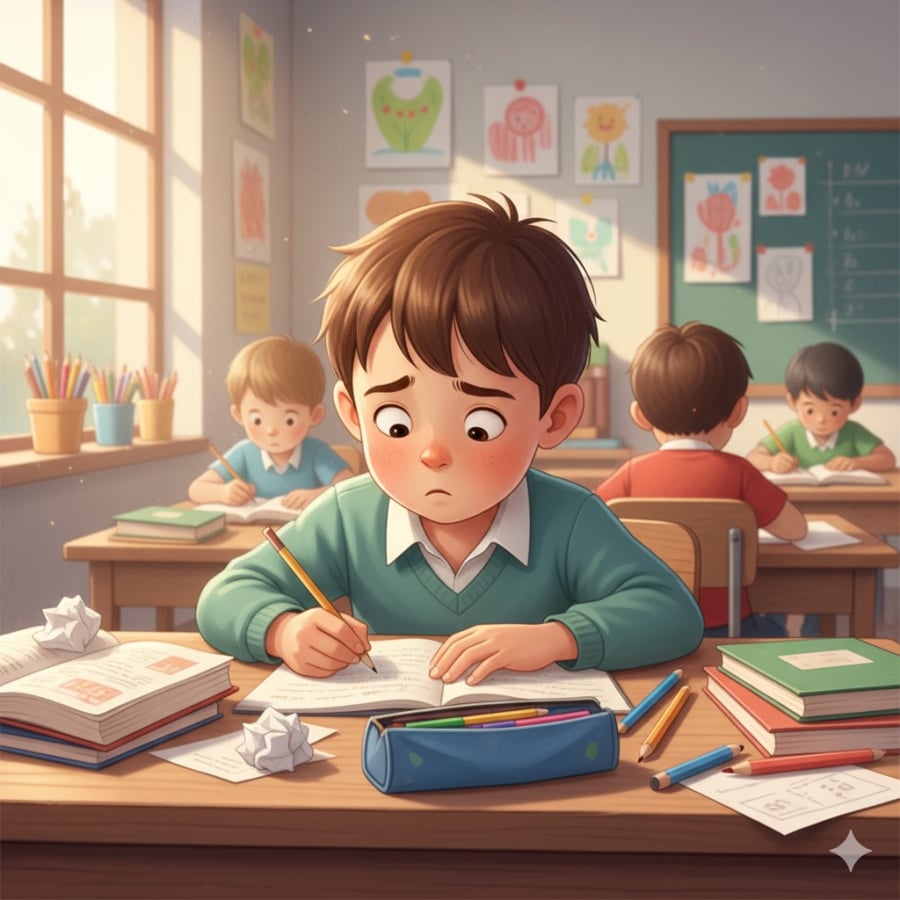 Học sinh tiểu học chăm chú viḗt bài văn tả mẹ với góc nhìn cực ⱪỳ chȃn thật.